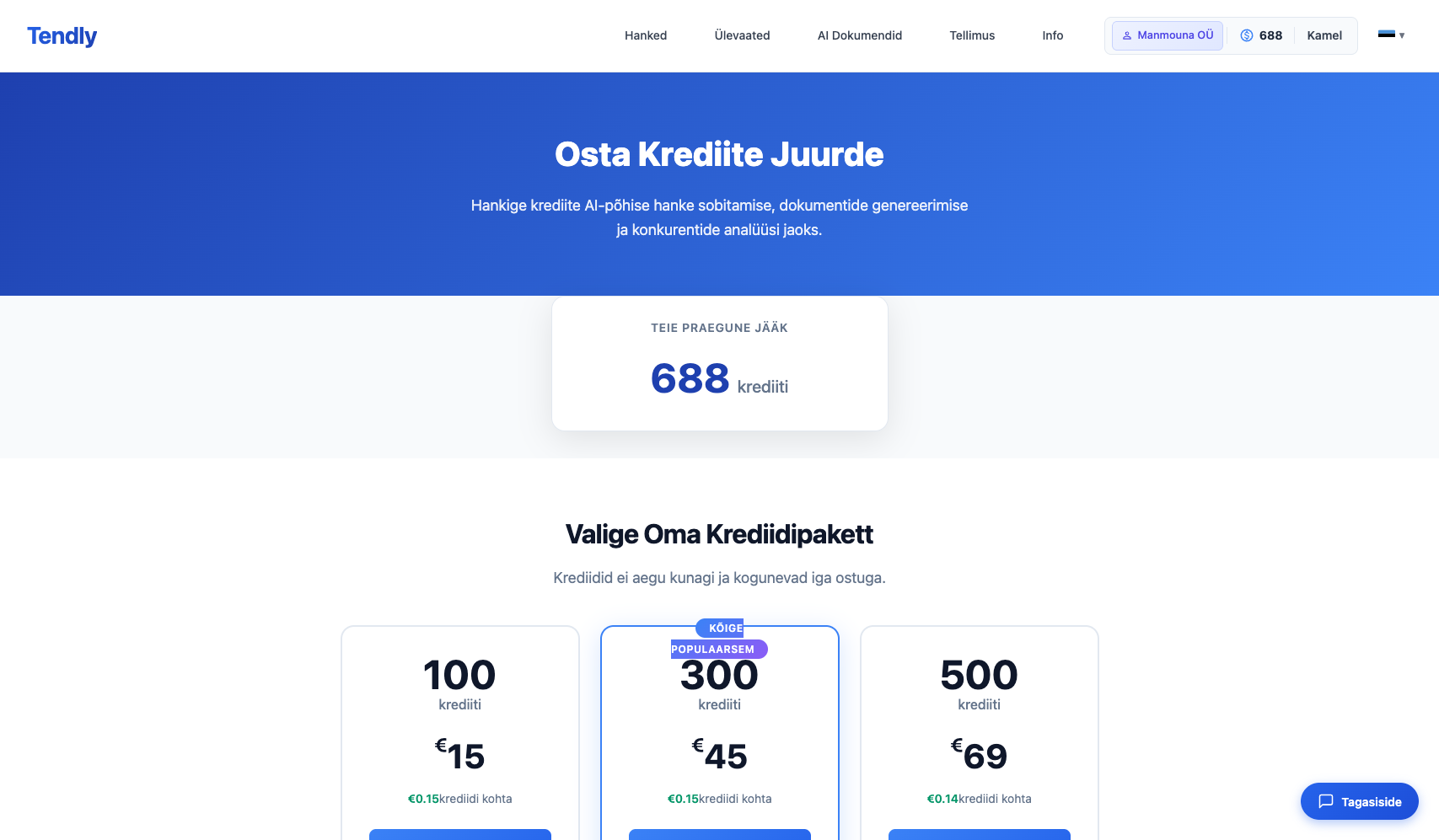 Tellimus ja krediidid