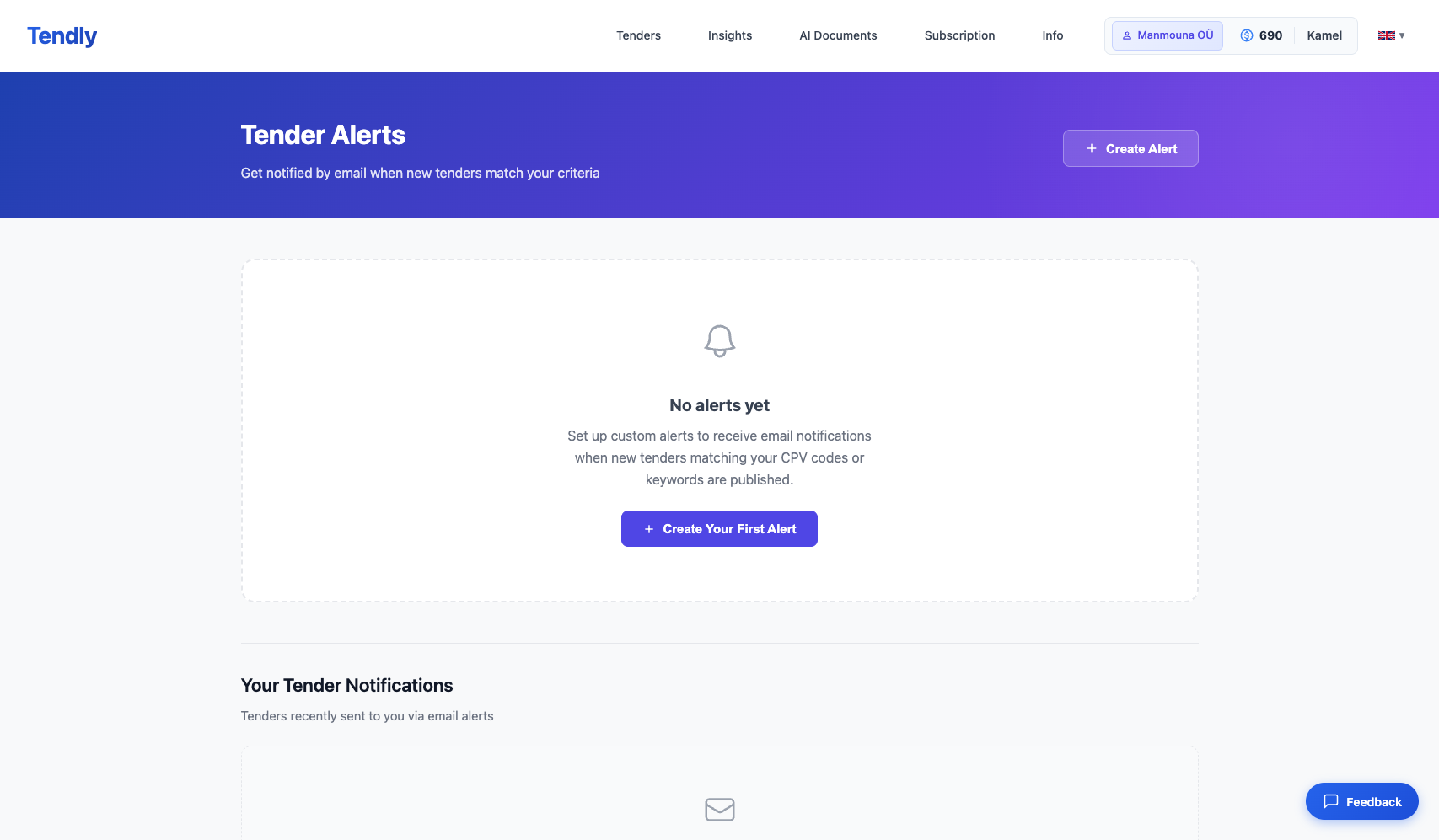 Setting Up Tender Alerts