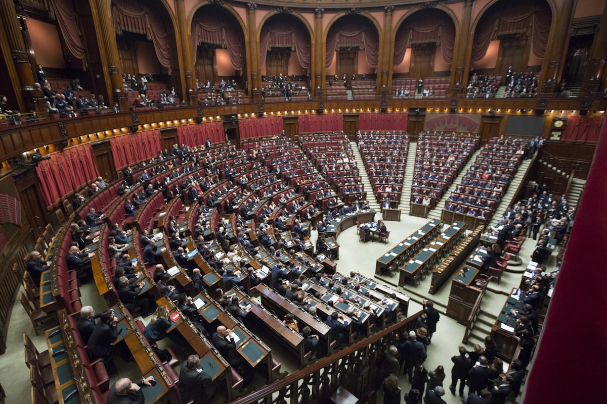 A parliament chamber in session