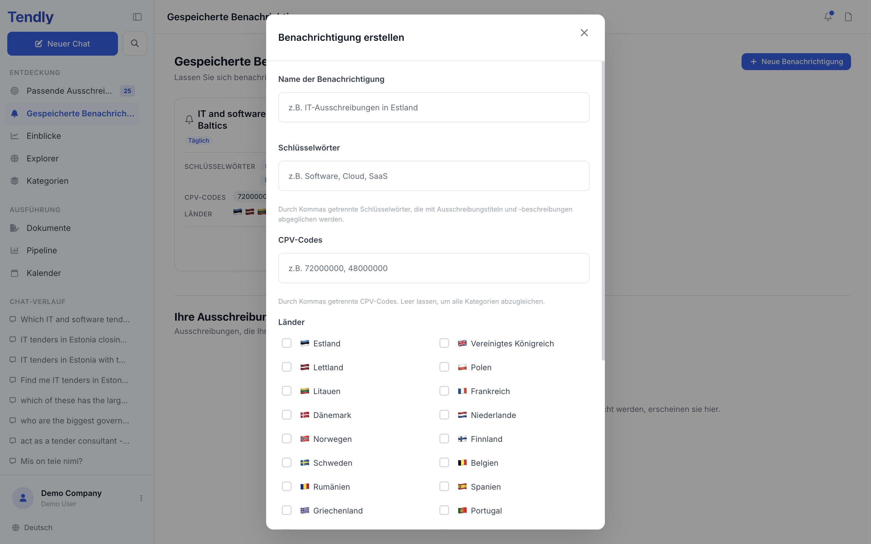 Gespeicherte Benachrichtigungen — alerts create