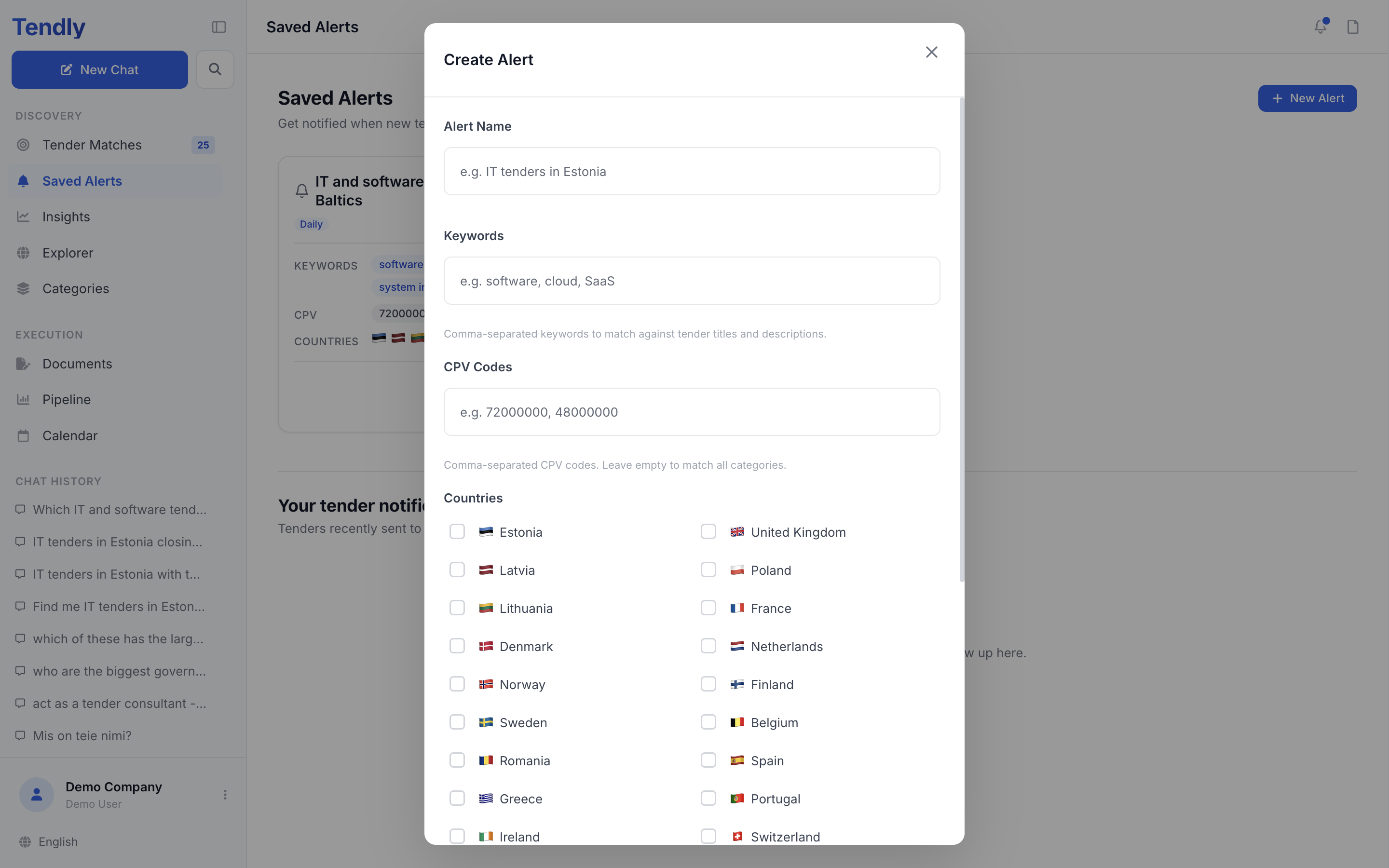 Saved alerts — alerts create