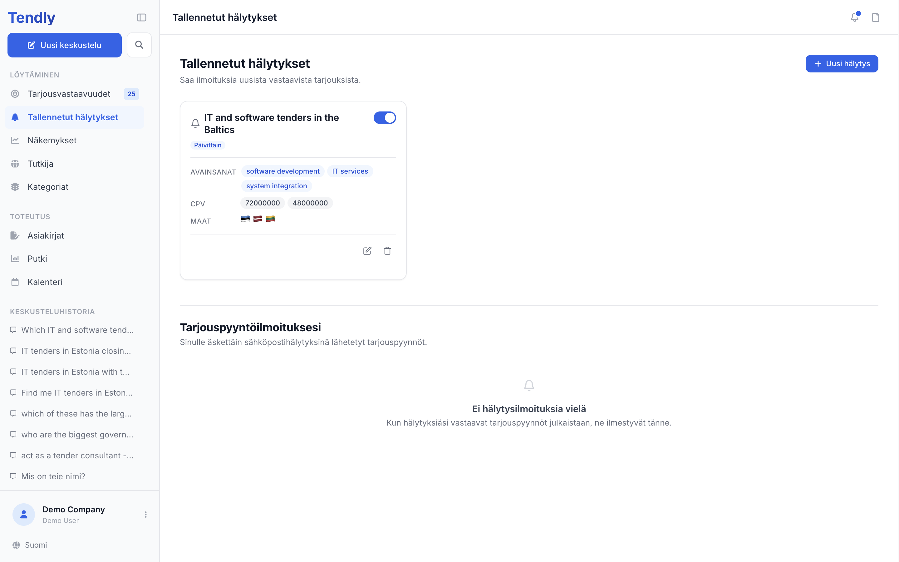 Tallennetut hälytykset — alerts