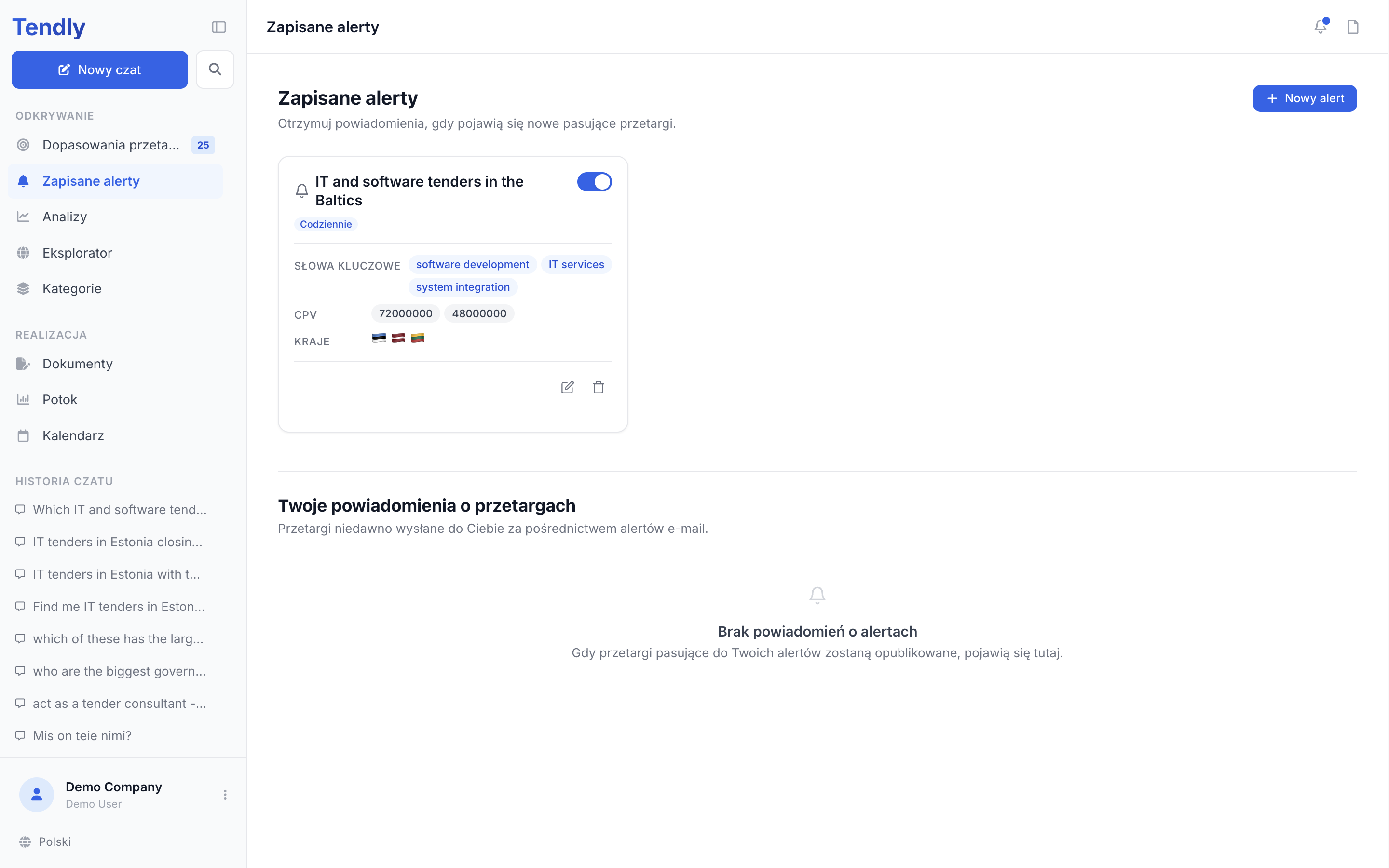 Zapisane alerty — alerts