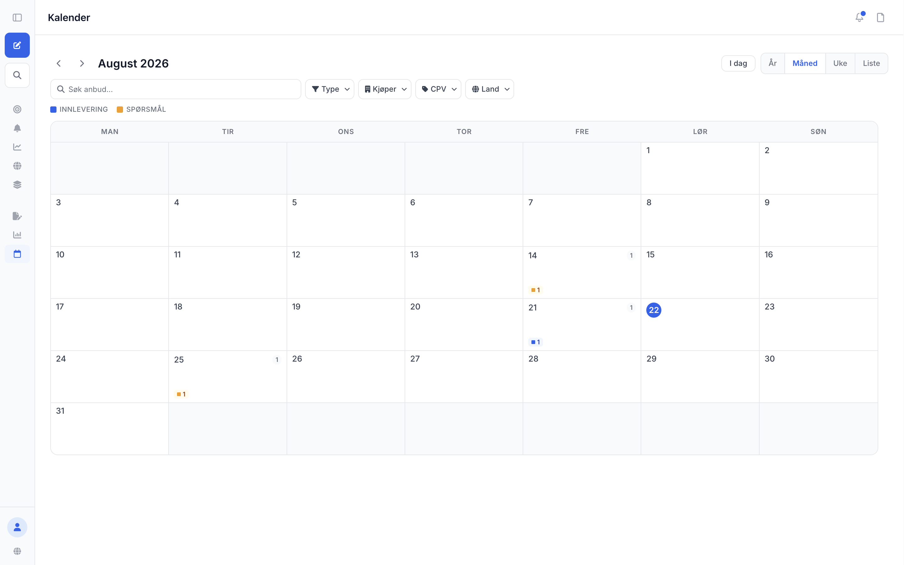 Fristkalender — calendar