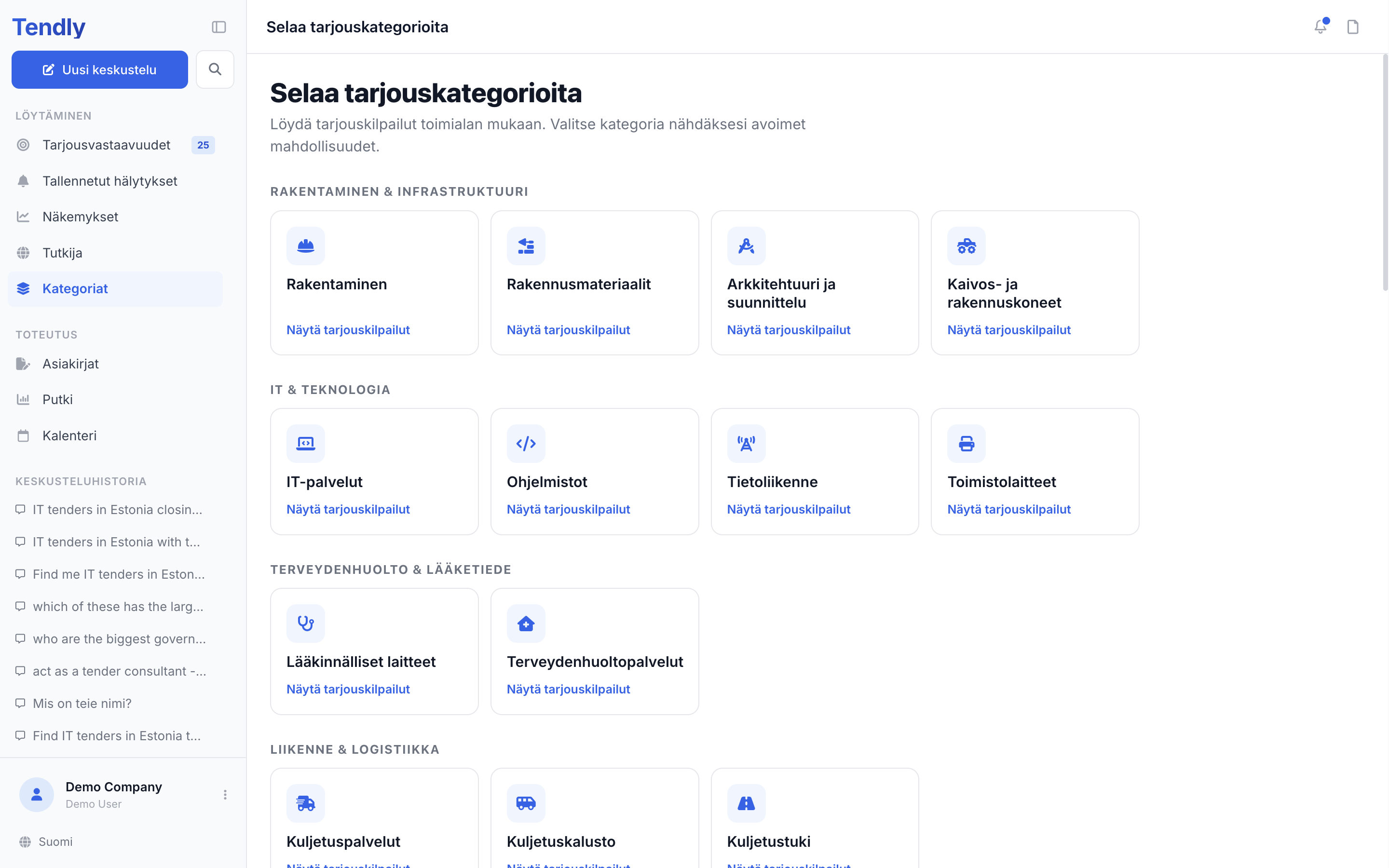 Selaaminen kategorioittain — categories