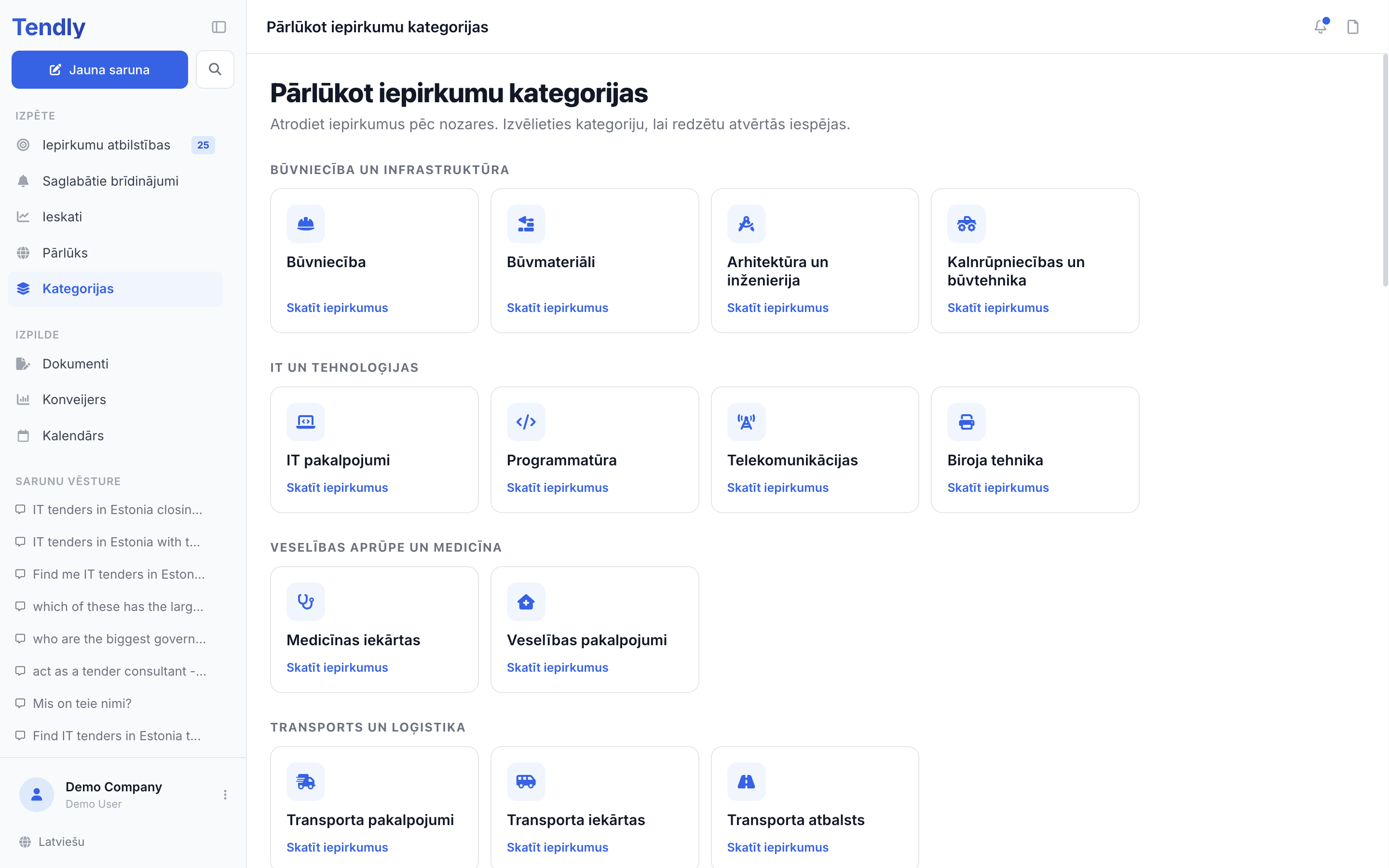 Pārlūkošana pa kategorijām — categories
