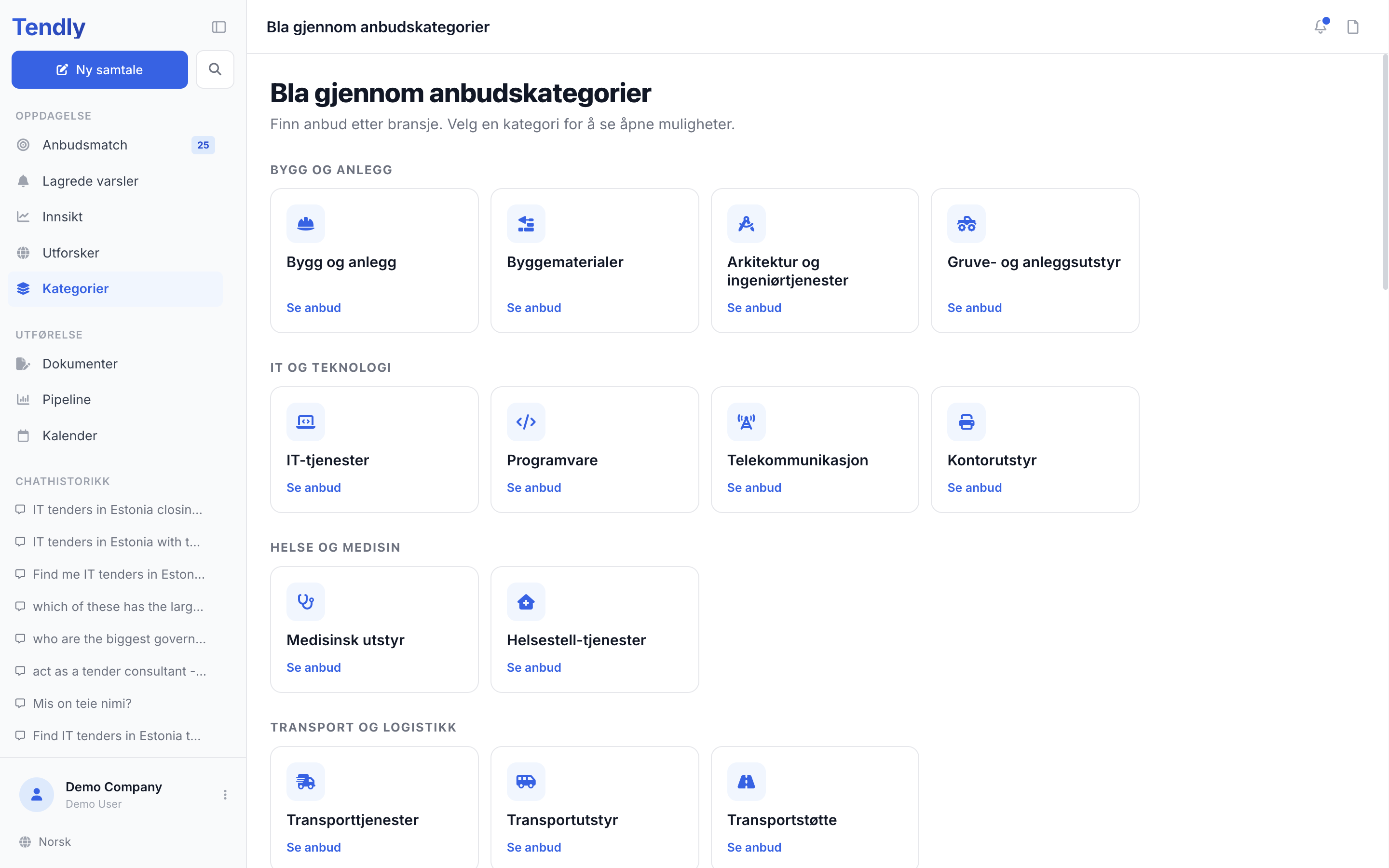 Bla gjennom kategorier — categories