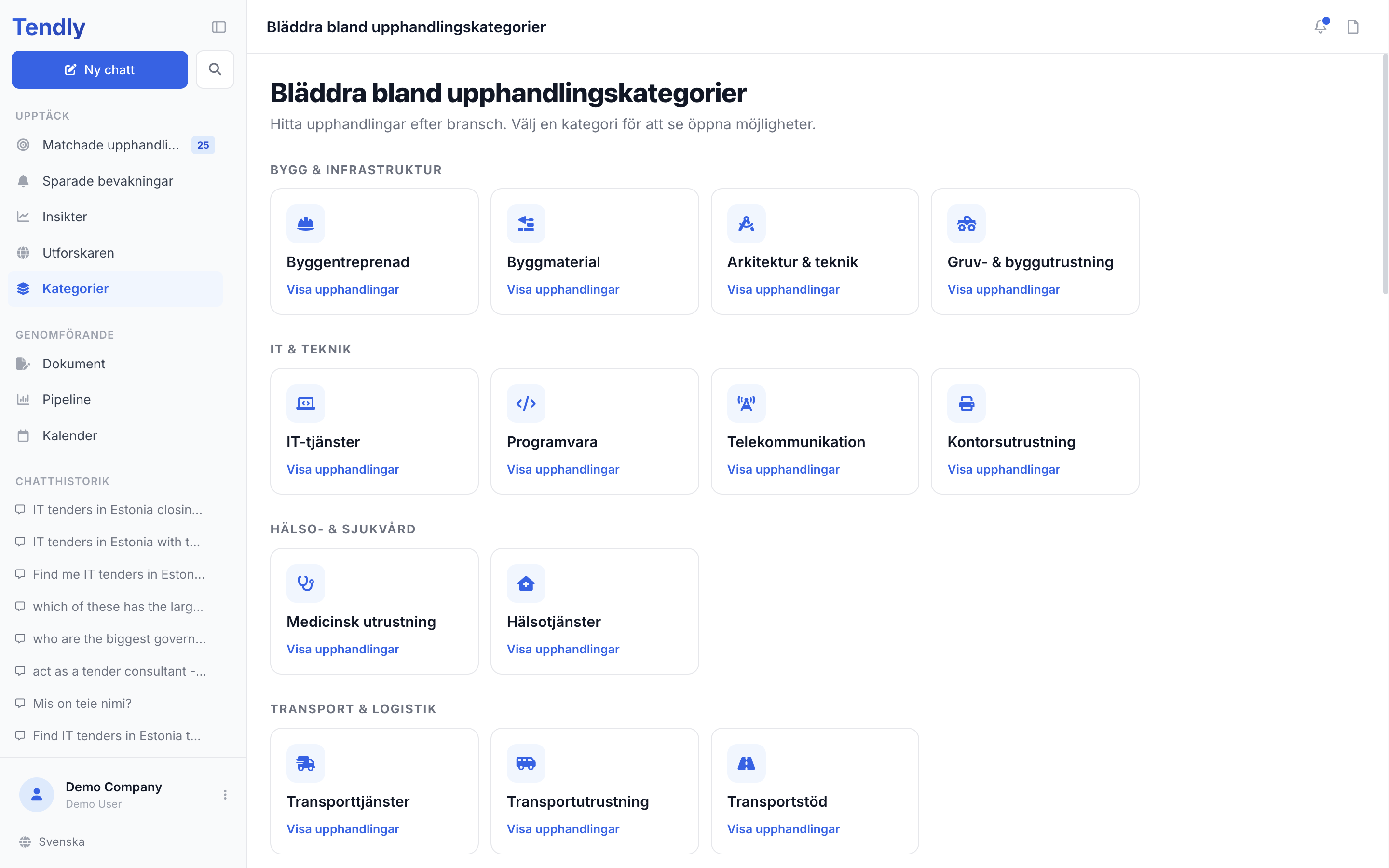 Bläddra efter kategori — categories