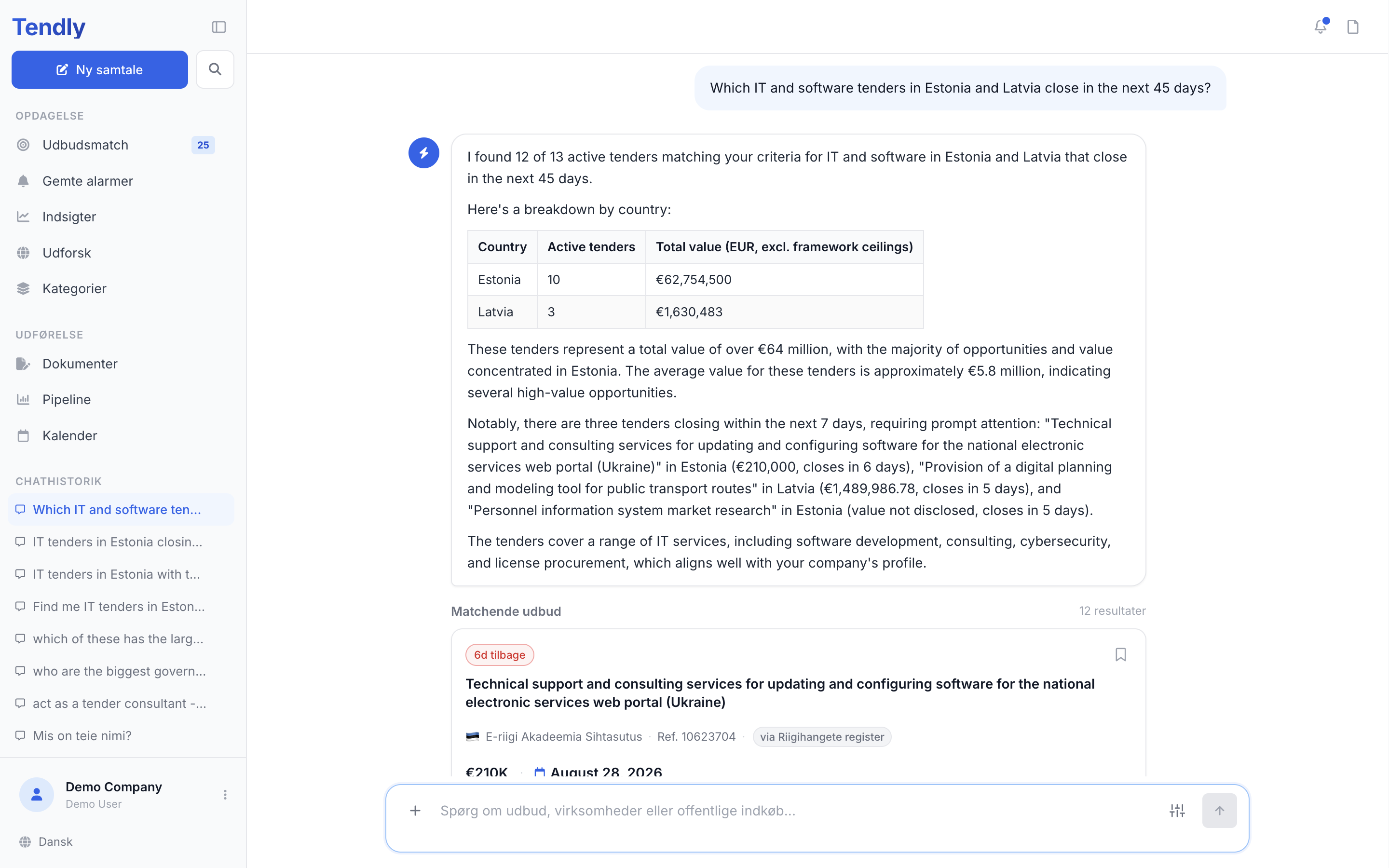 Spørg AI-assistenten — chat answer