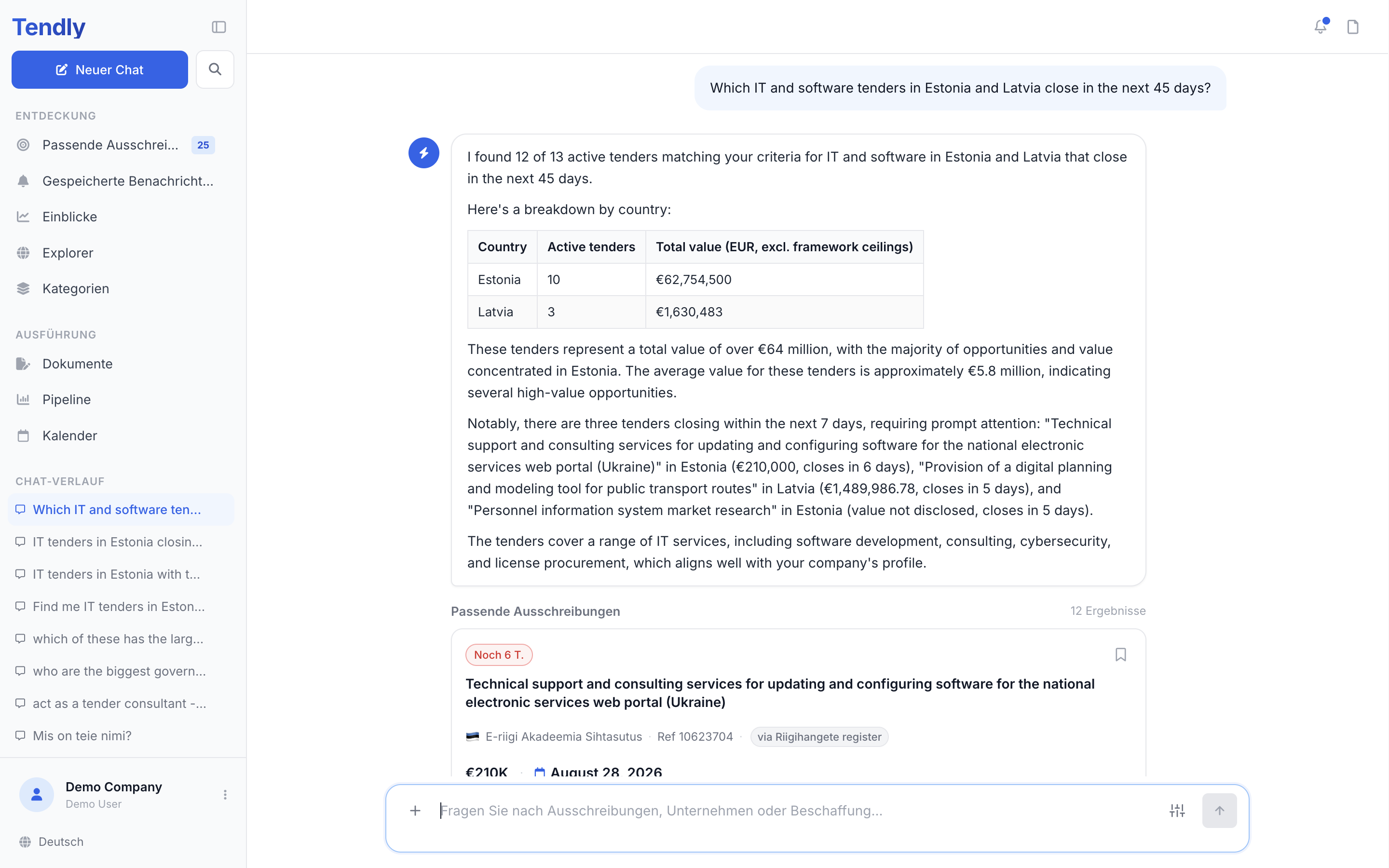 Den KI-Assistenten fragen — chat answer