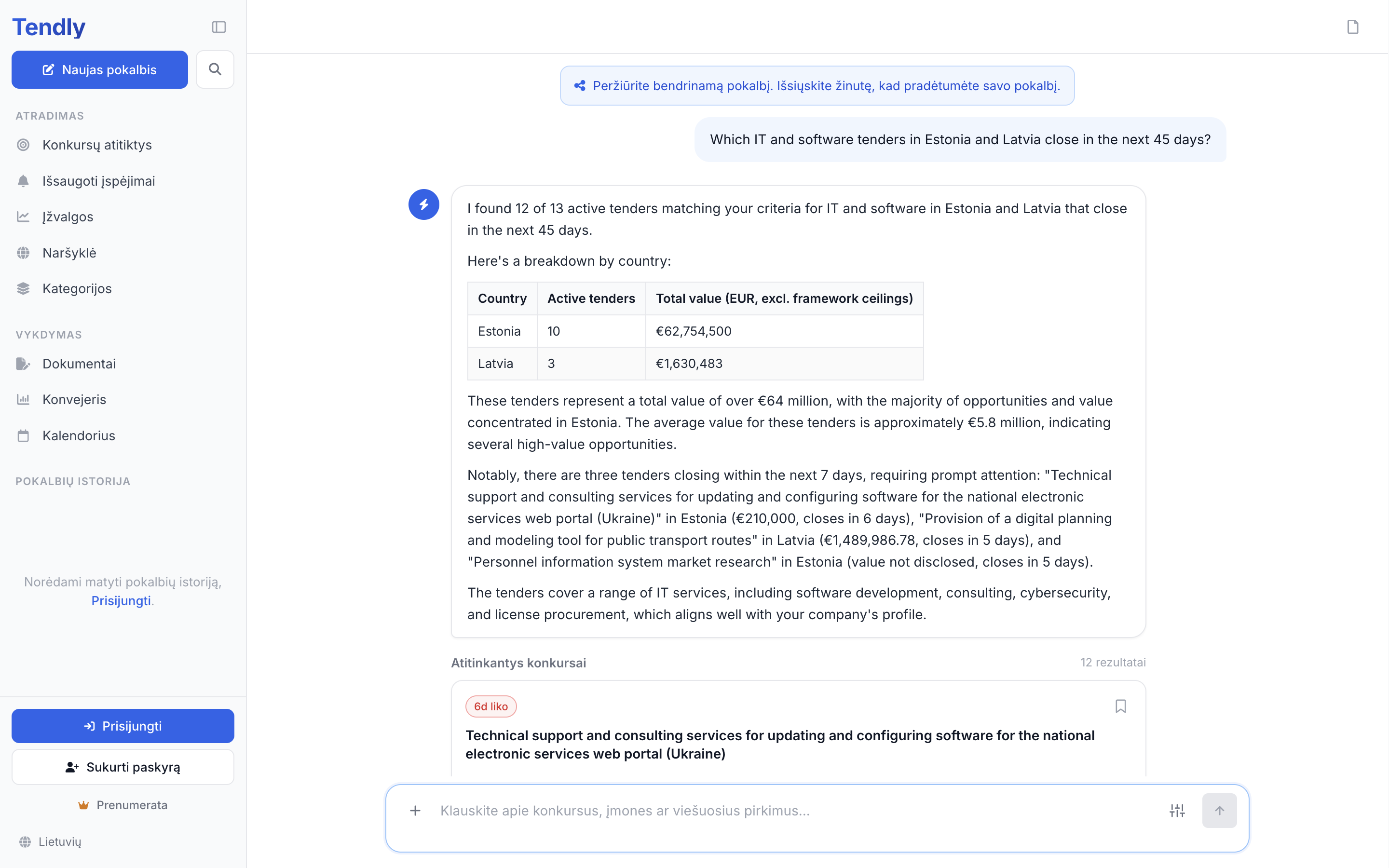 Klausimai AI asistentui — chat answer
