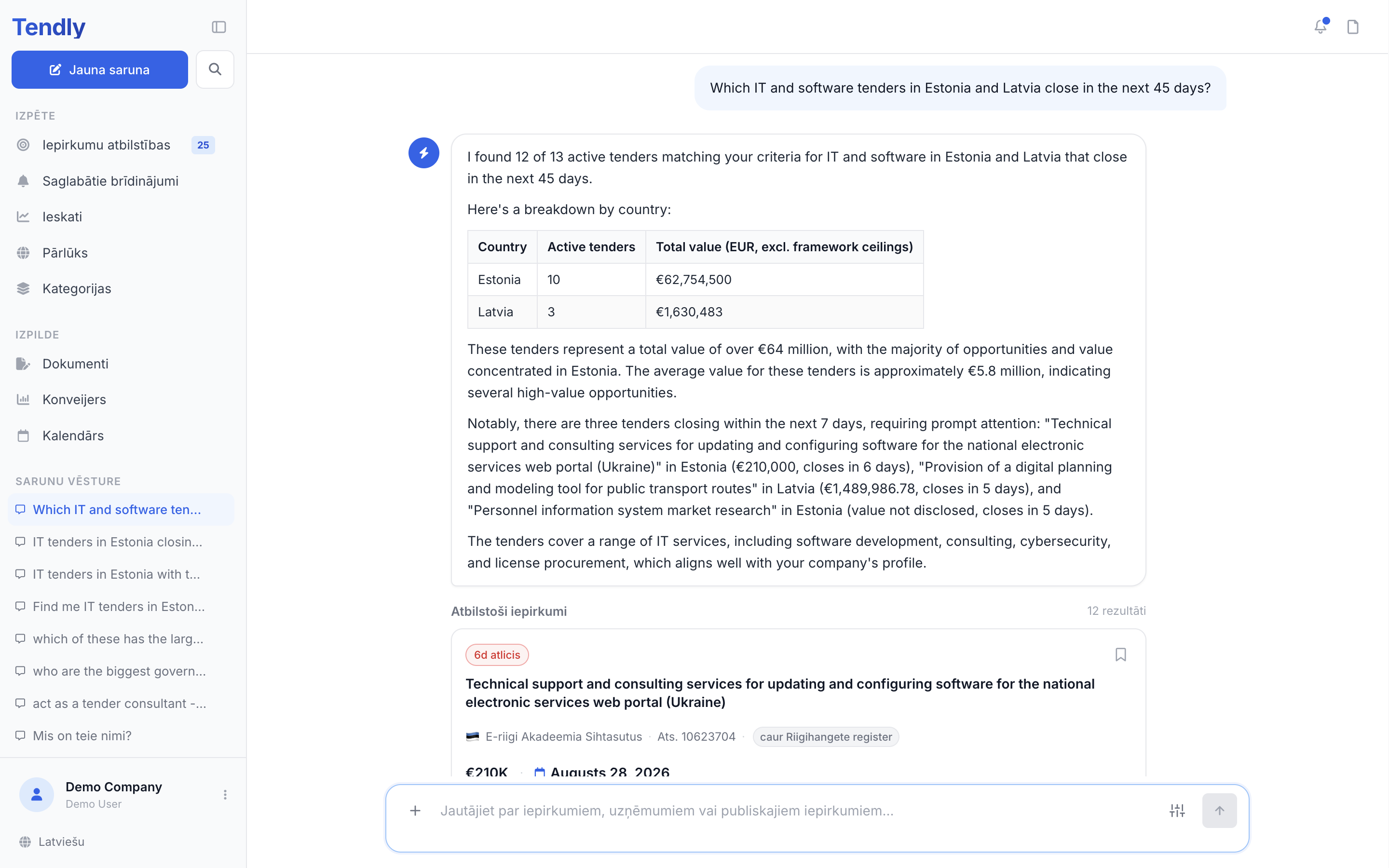 Jautājumi AI asistentam — chat answer