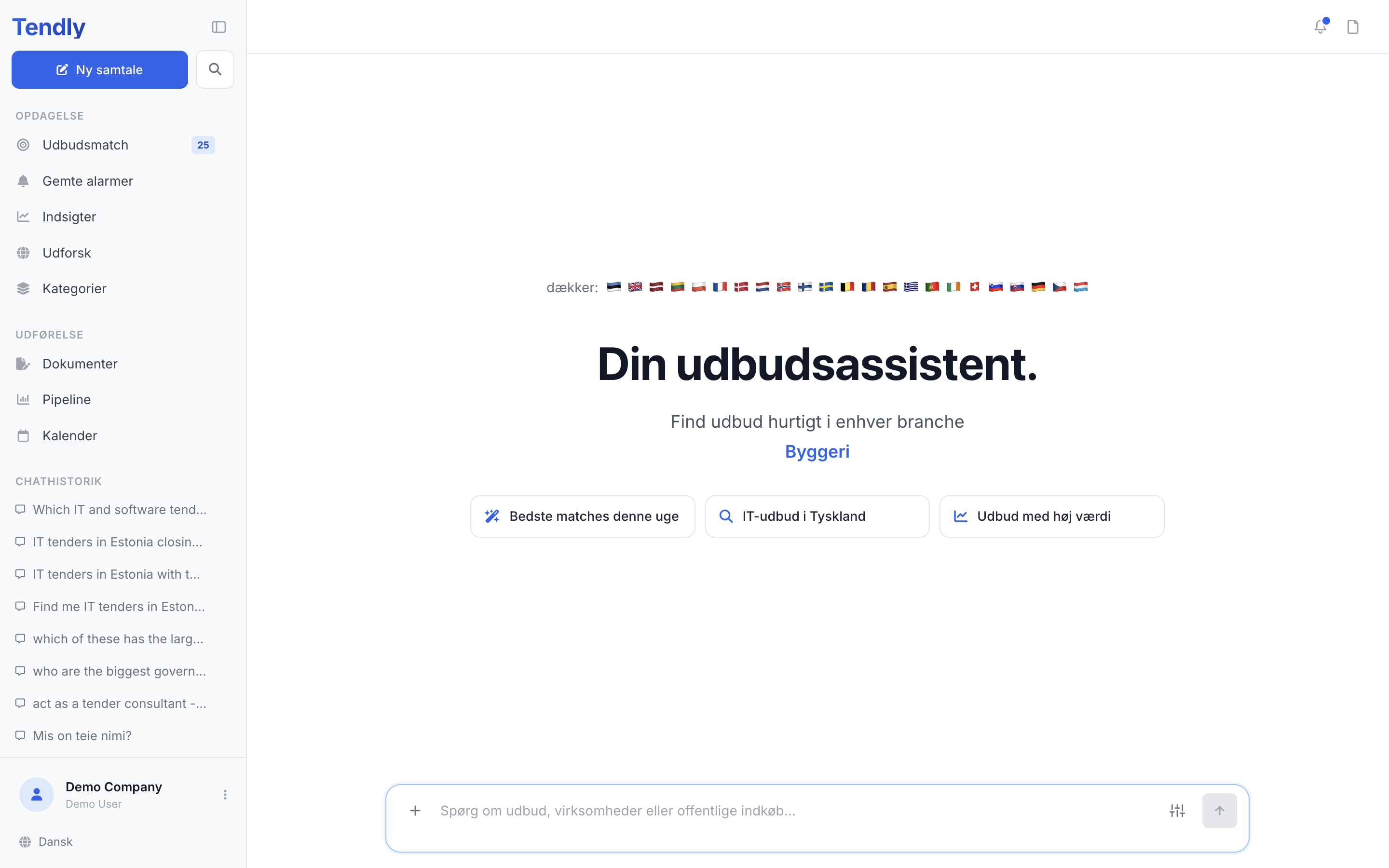 Spørg AI-assistenten — chat home