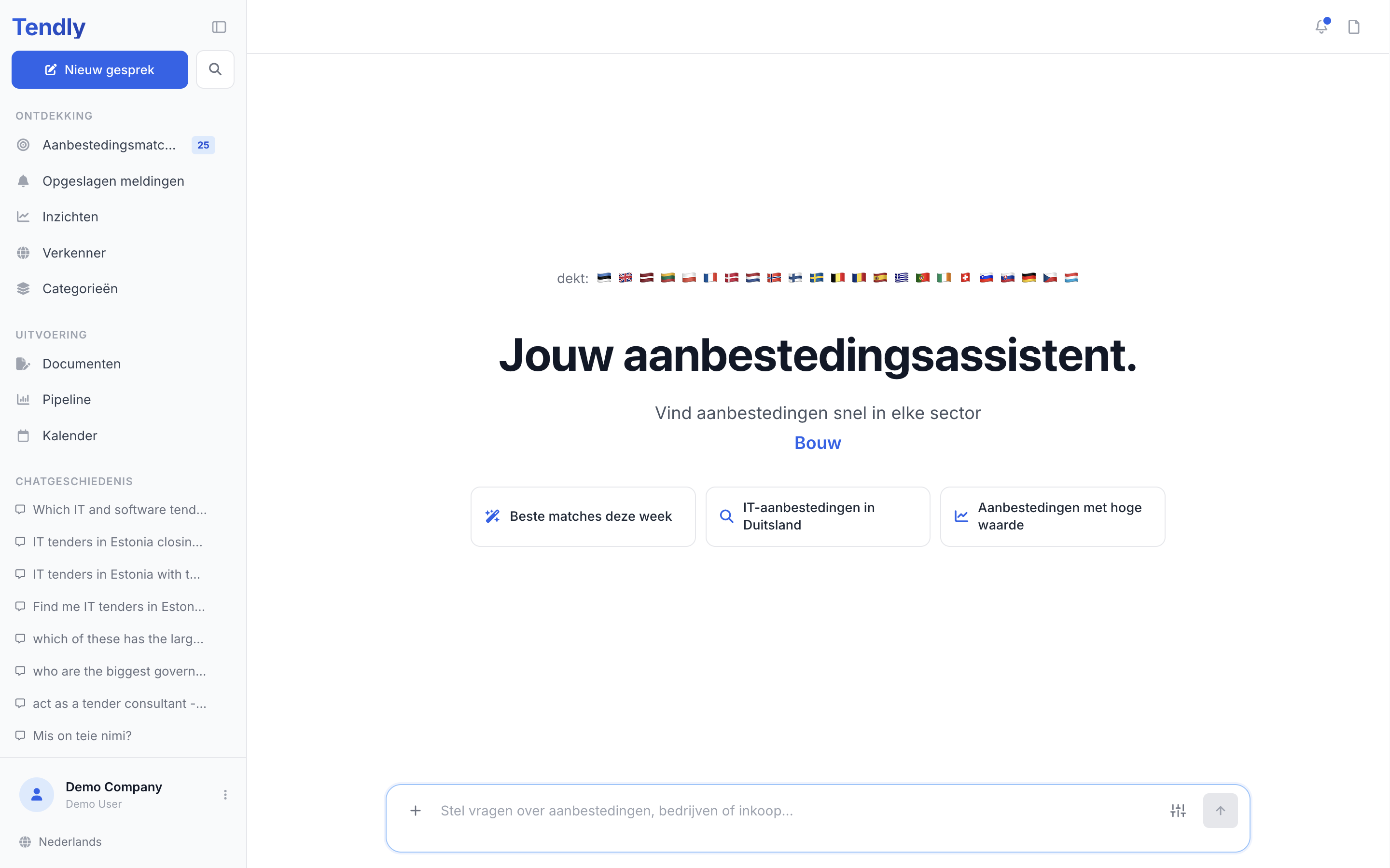Welkom bij Tendly — chat home