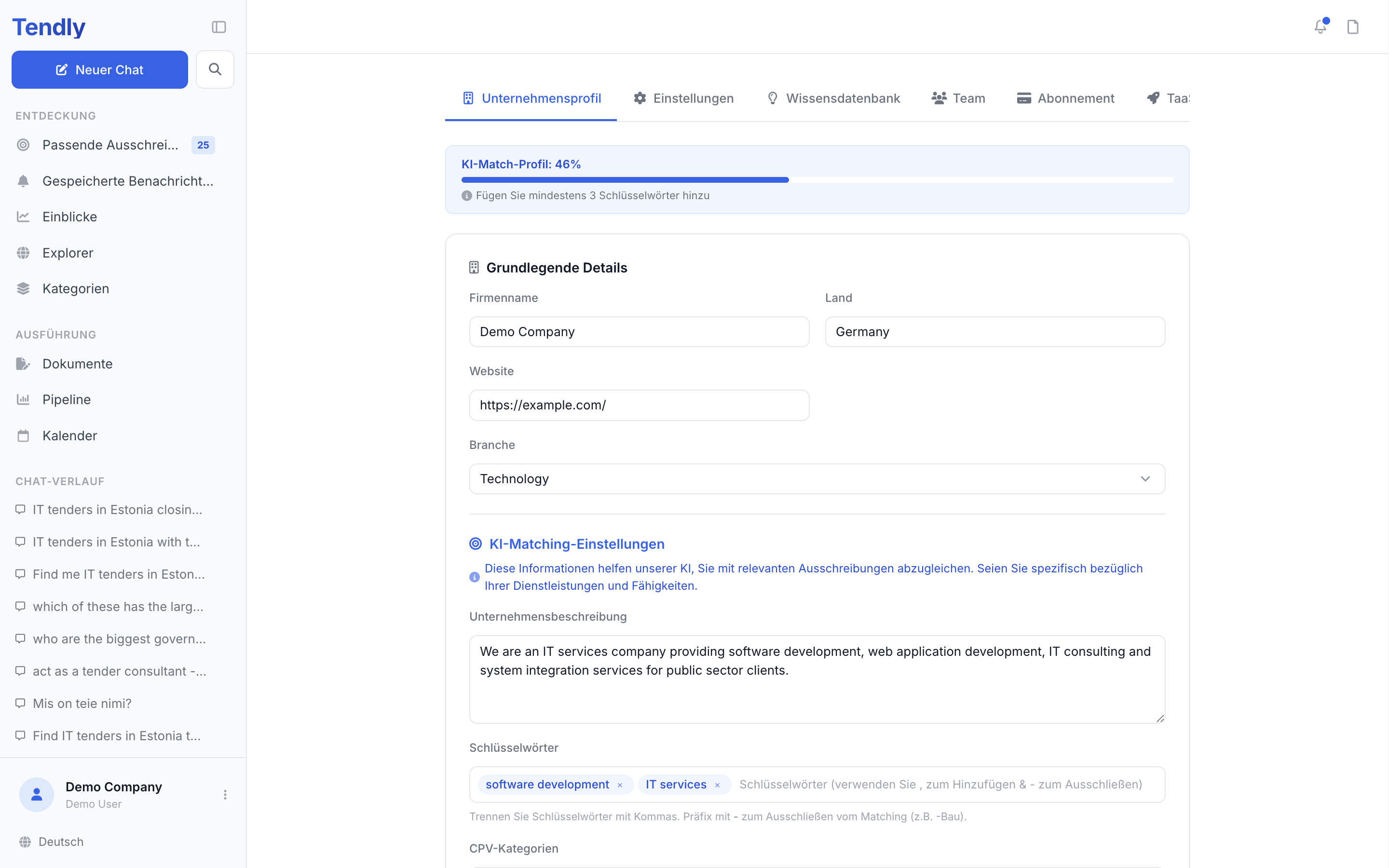 Ihr Unternehmensprofil — company profile