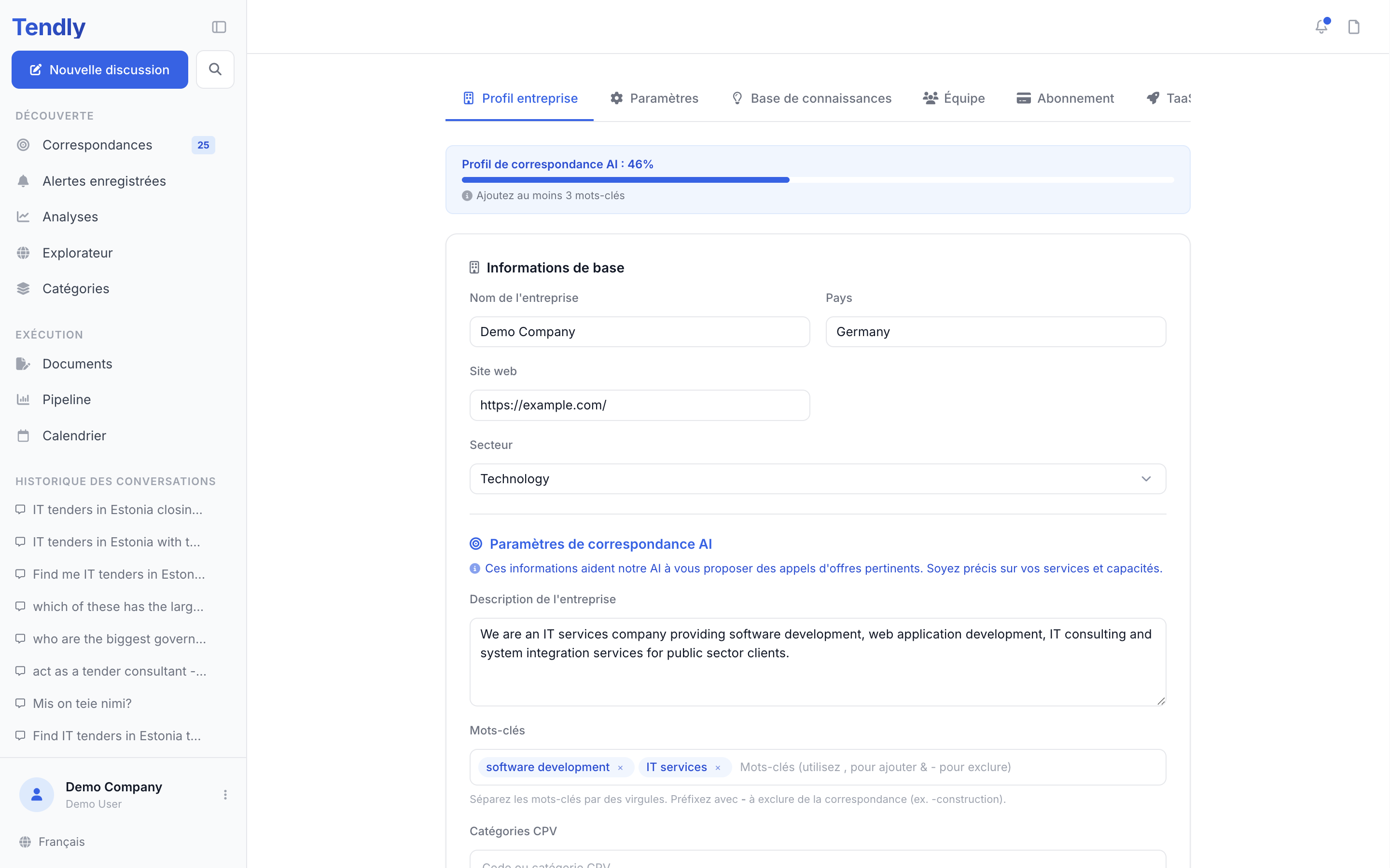 Le profil de votre entreprise — company profile