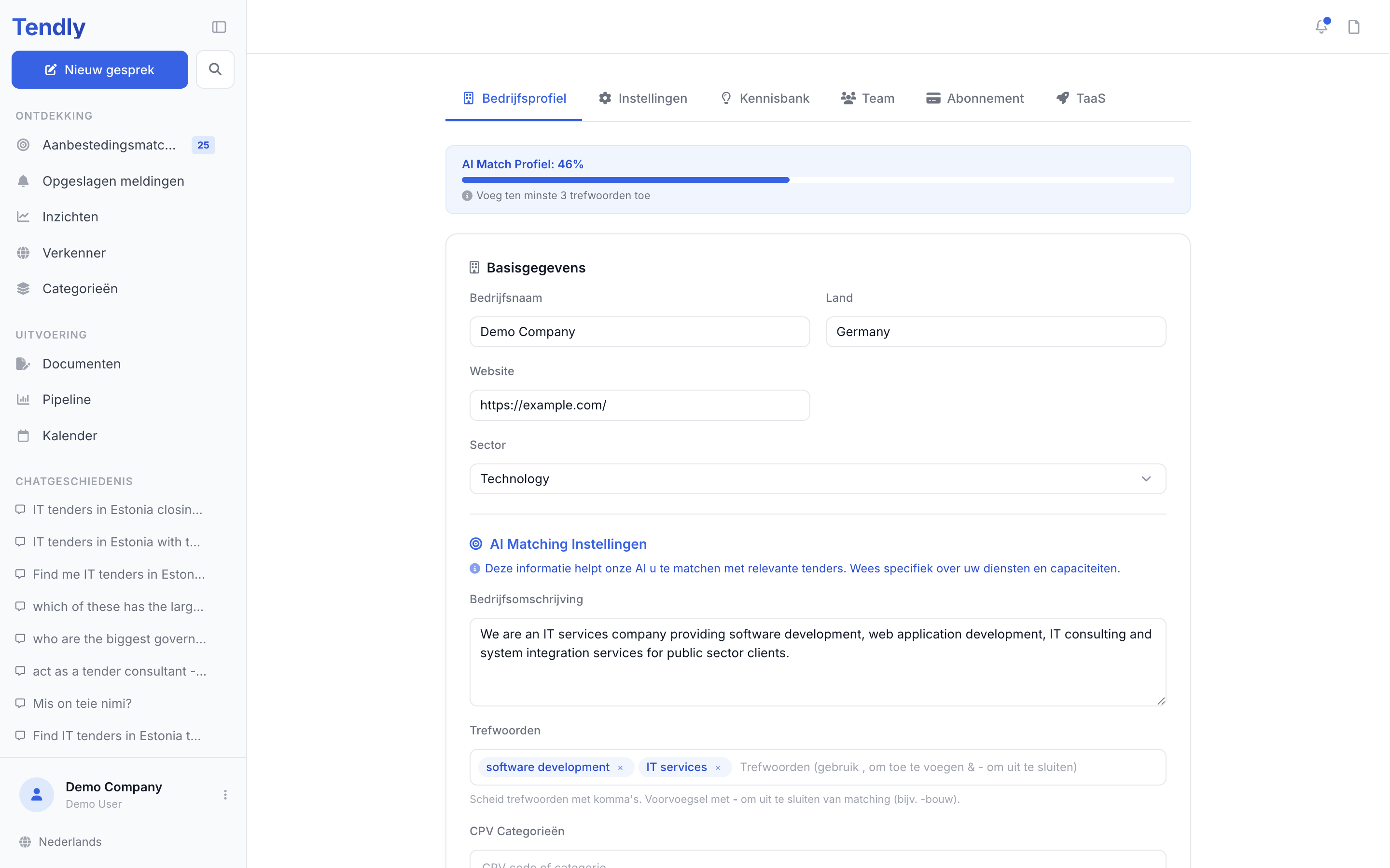 Uw bedrijfsprofiel — company profile
