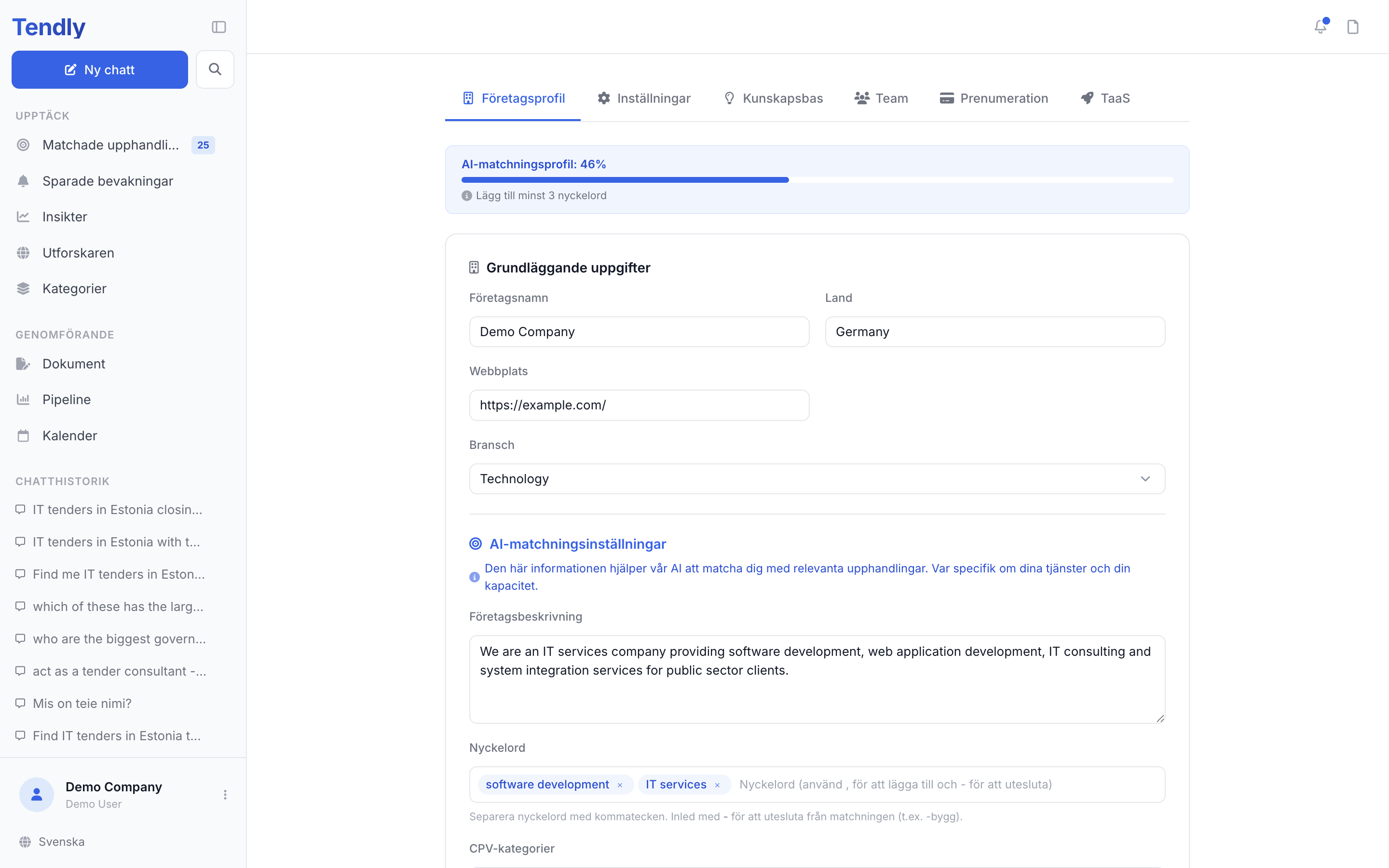 Din företagsprofil — company profile