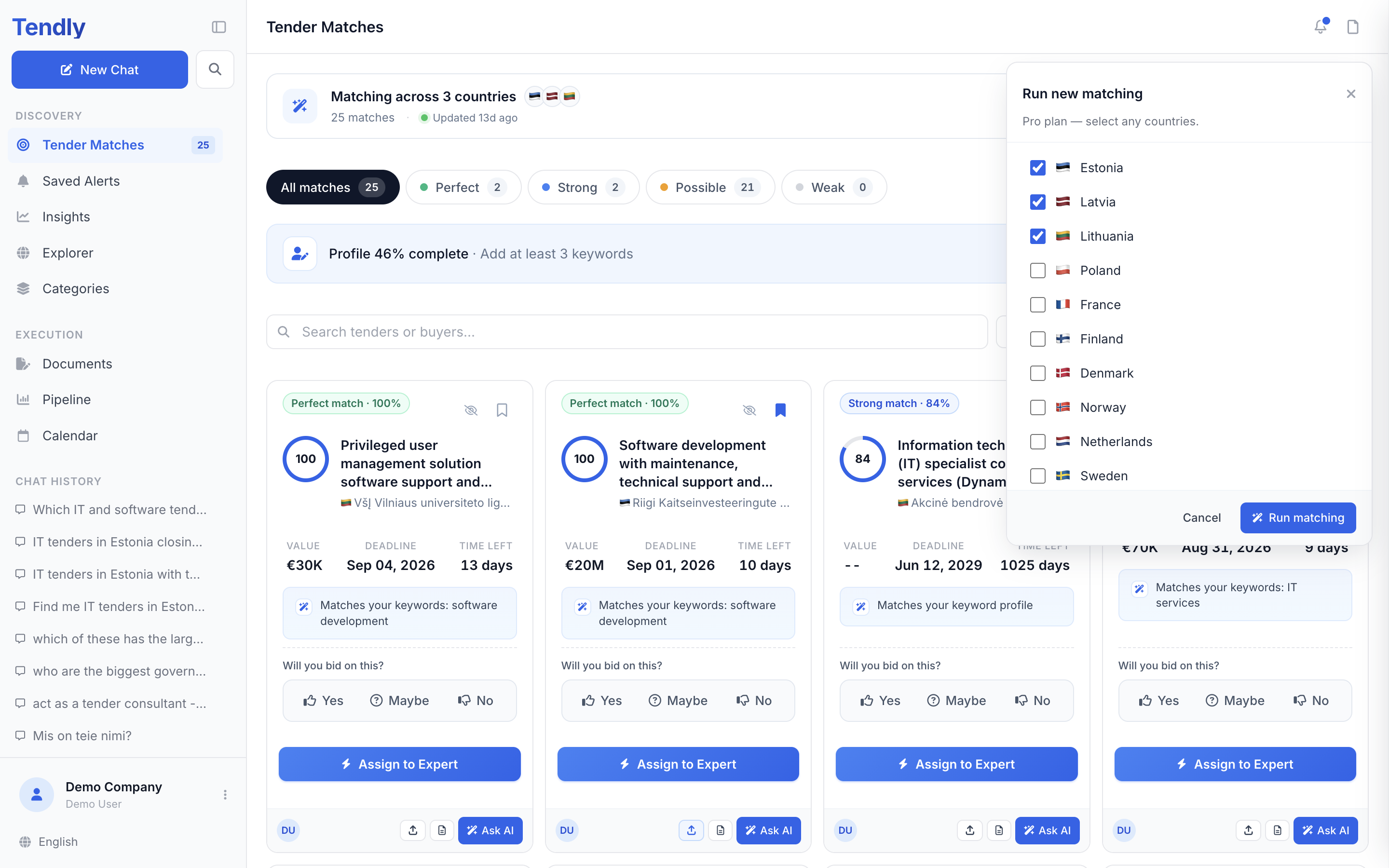 Running AI matching — matching scope