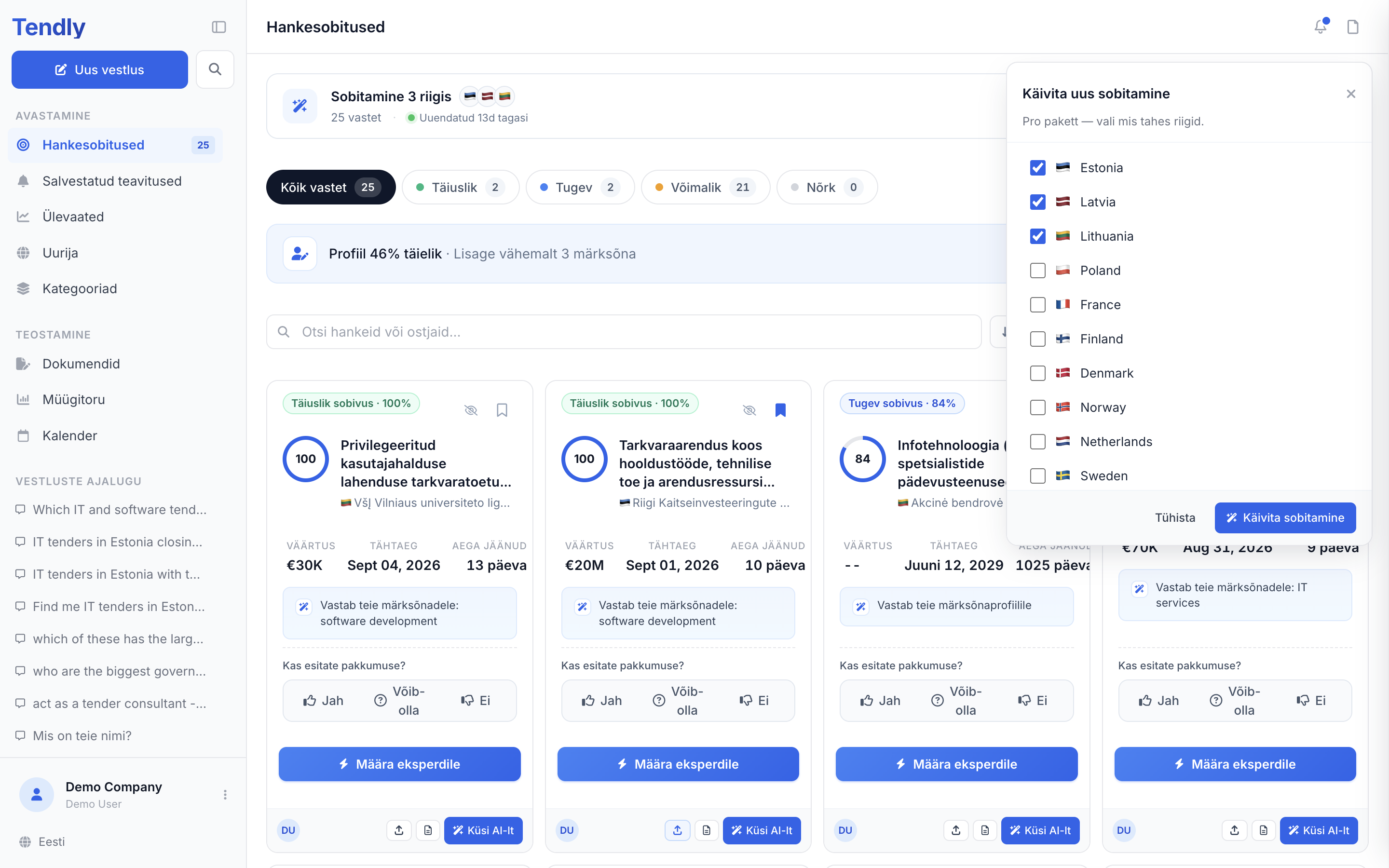 AI-sobitamise käivitamine — matching scope