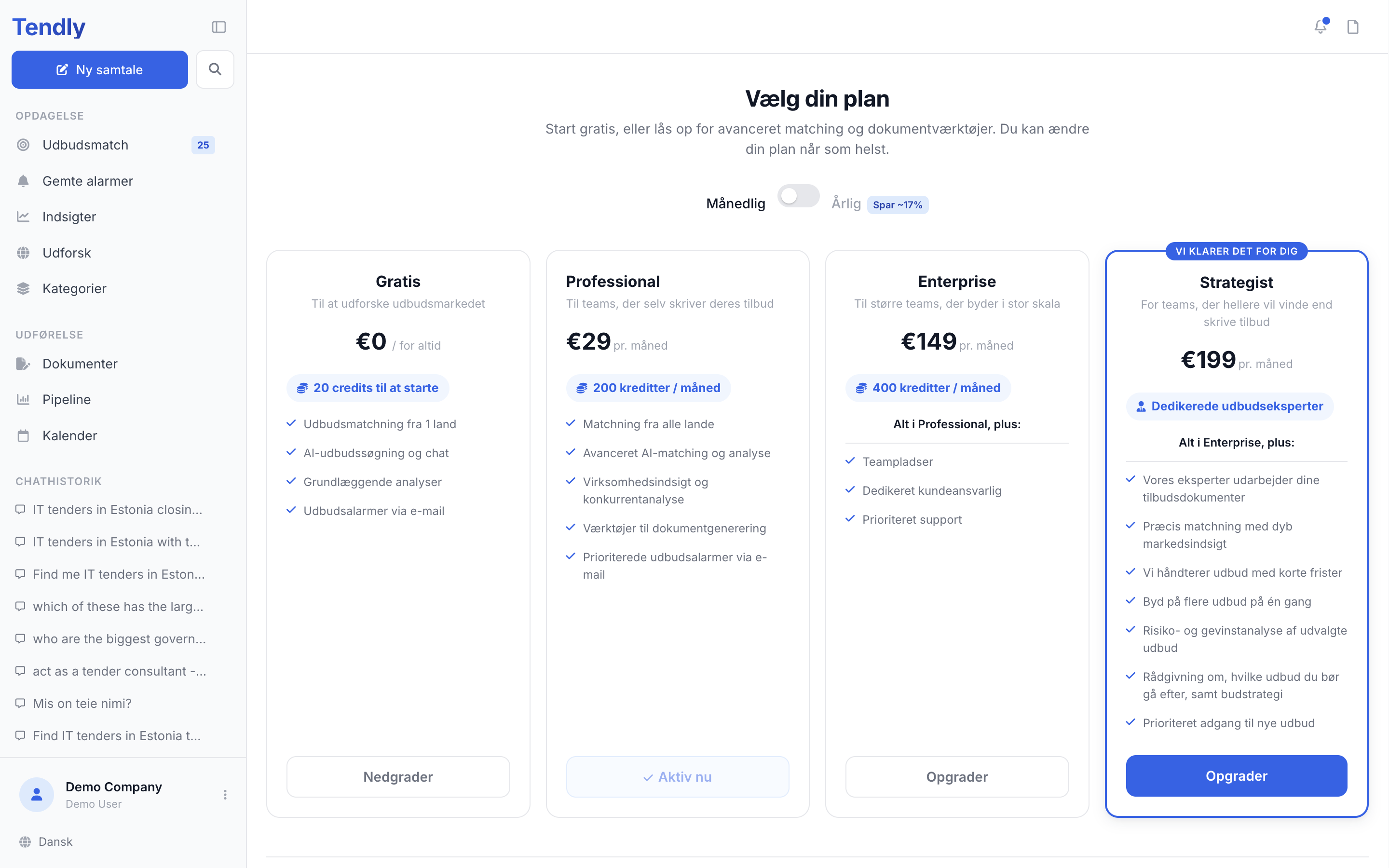 Planer og kreditter — plans