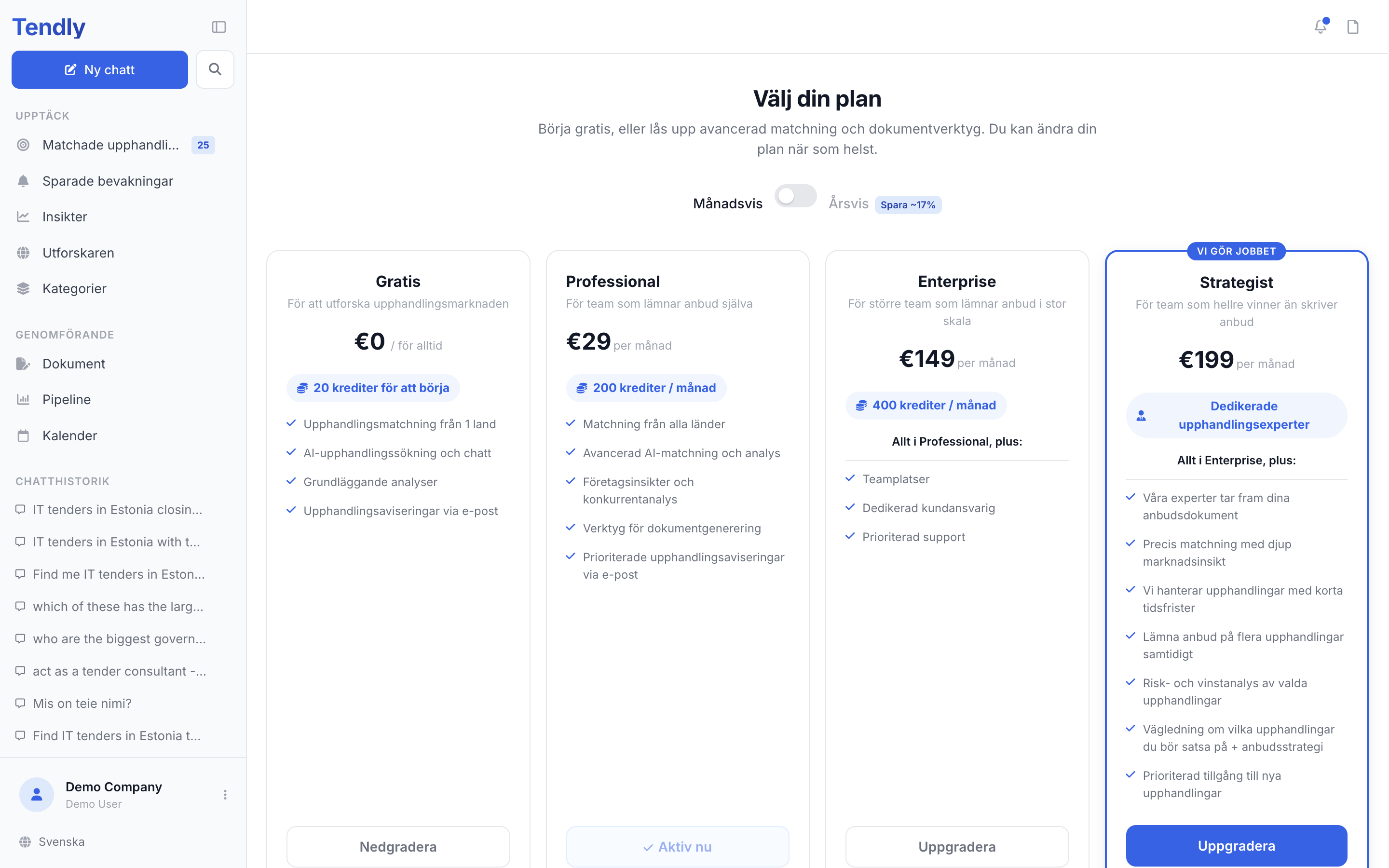 Planer och krediter — plans