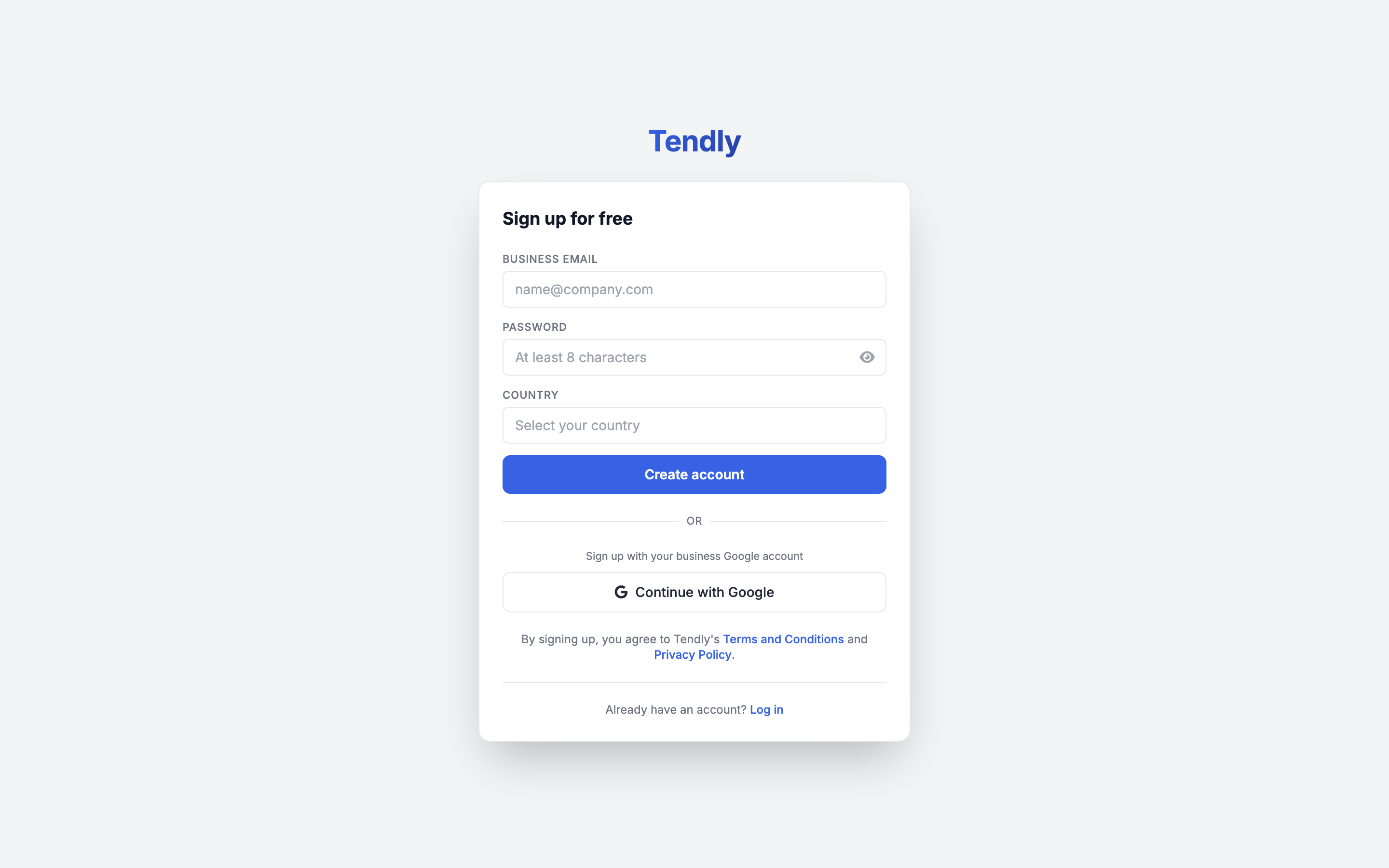 Creating your account — signup