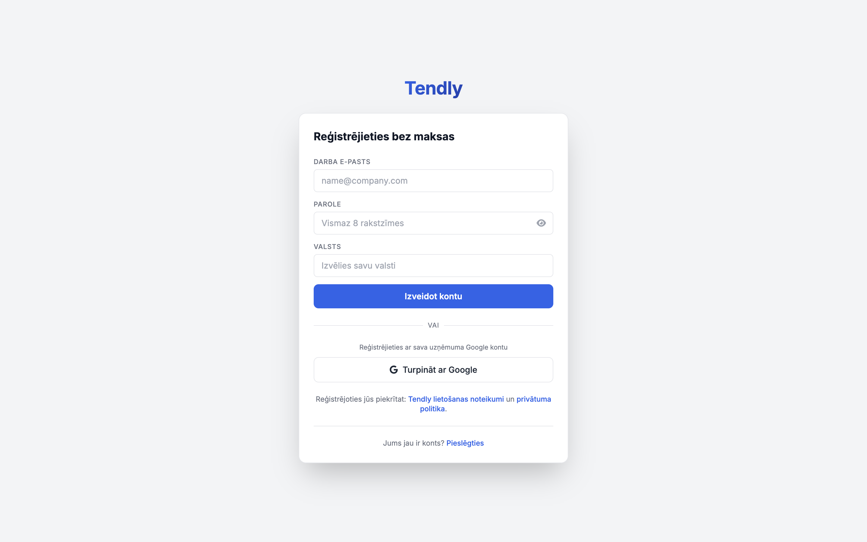 Konta izveide — signup
