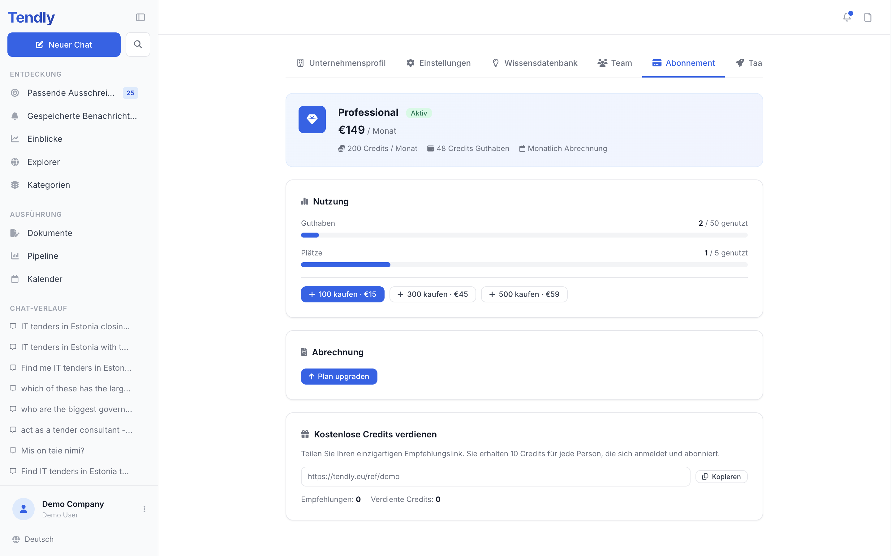 Pläne und Credits — subscription
