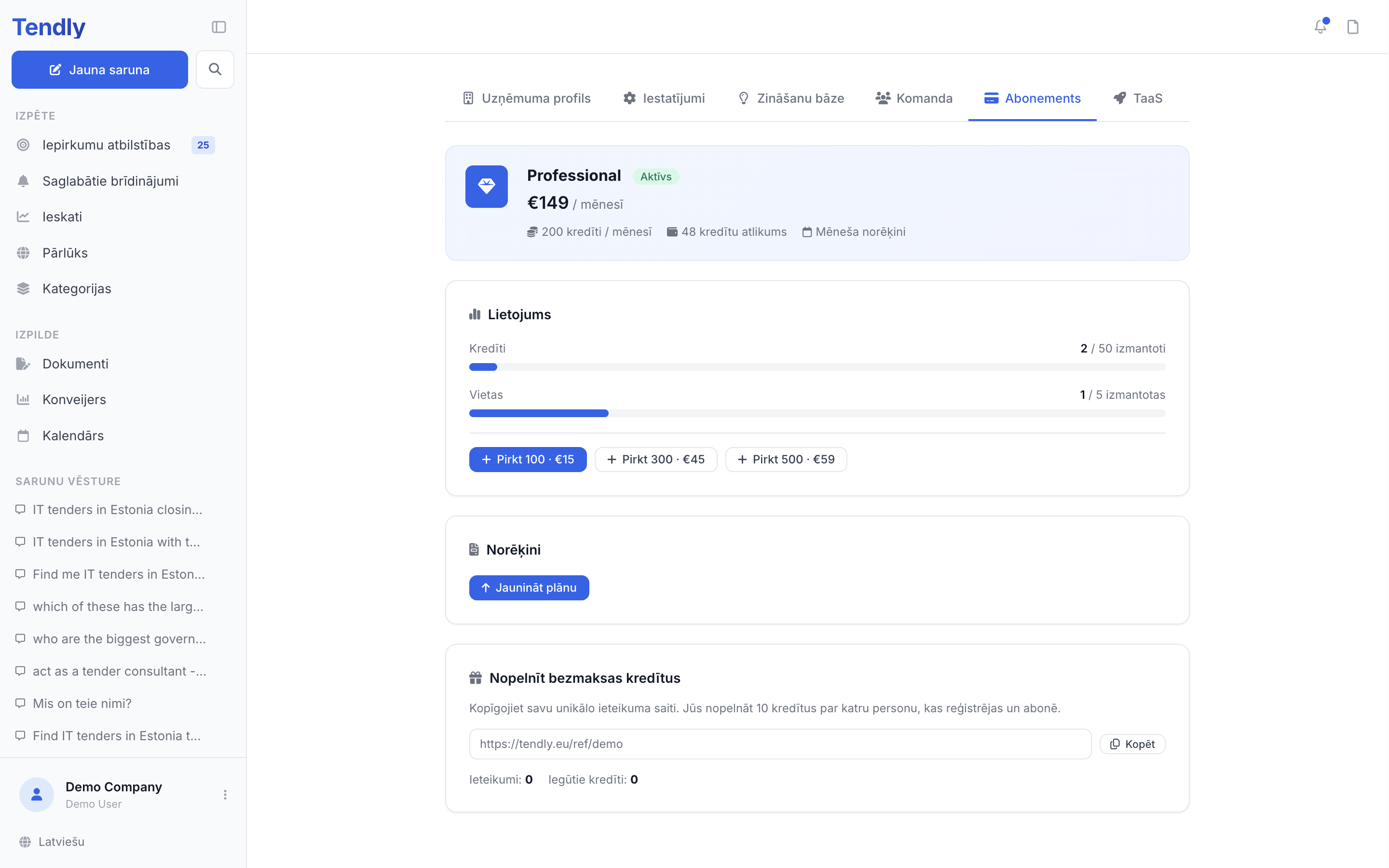 Plāni un kredīti — subscription