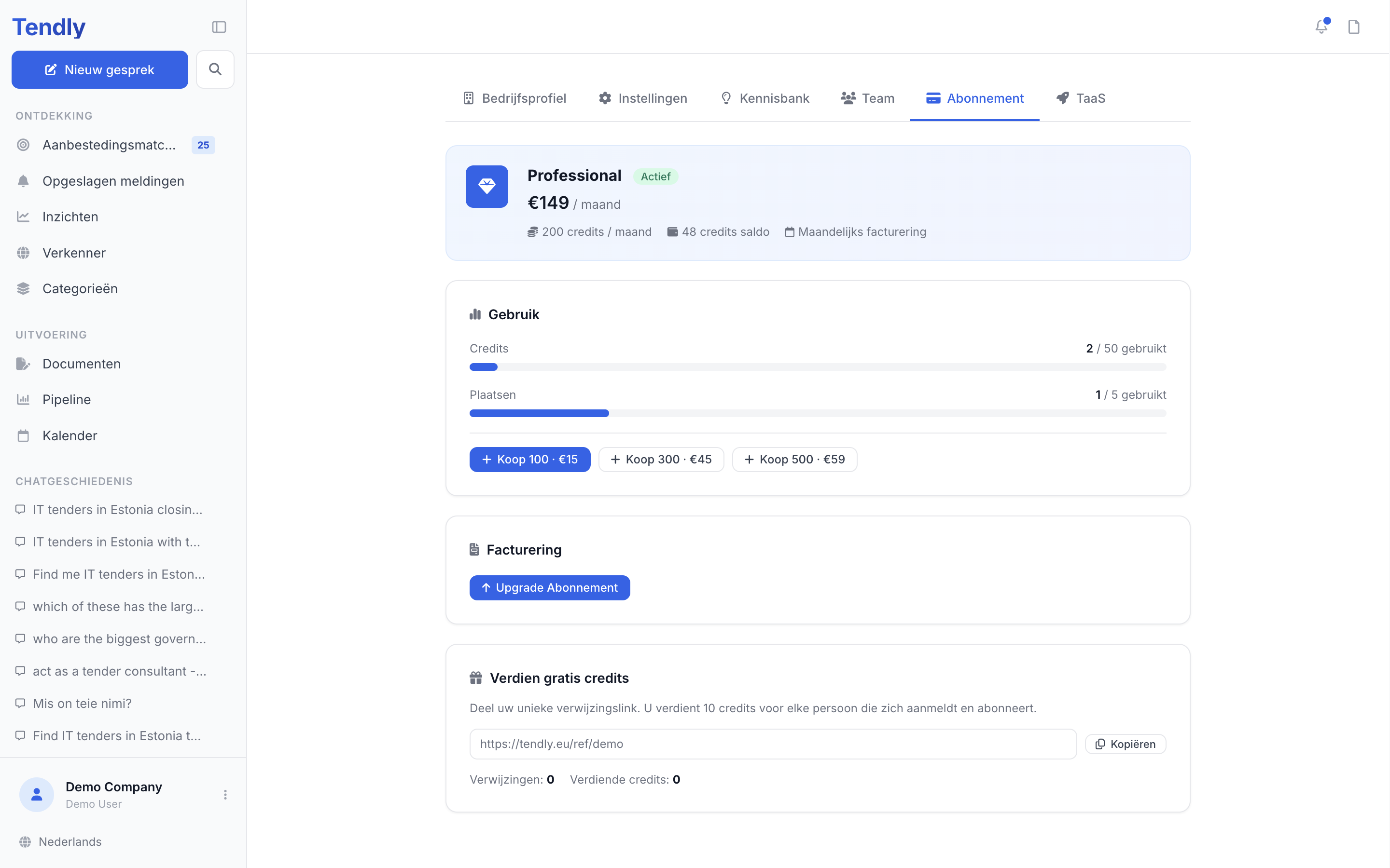 Abonnementen en credits — subscription