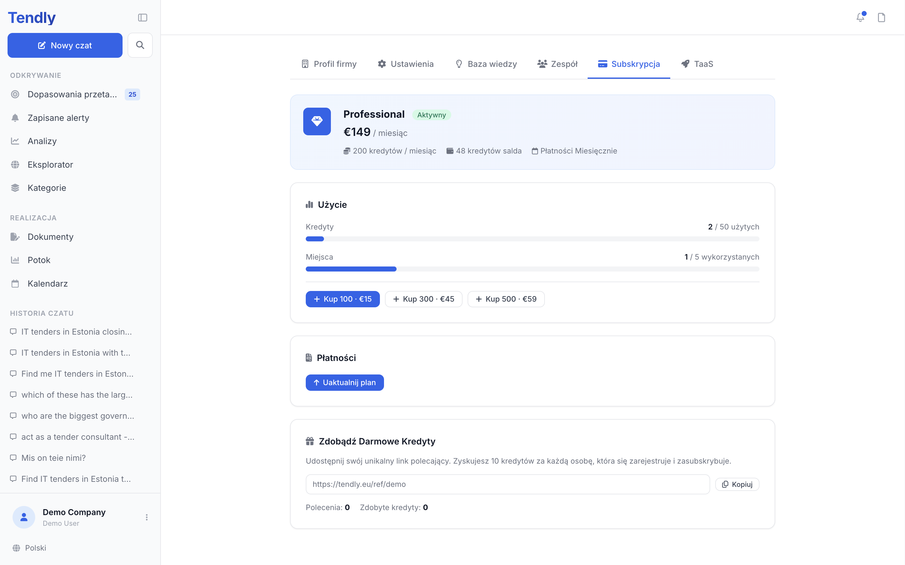 Plany i kredyty — subscription