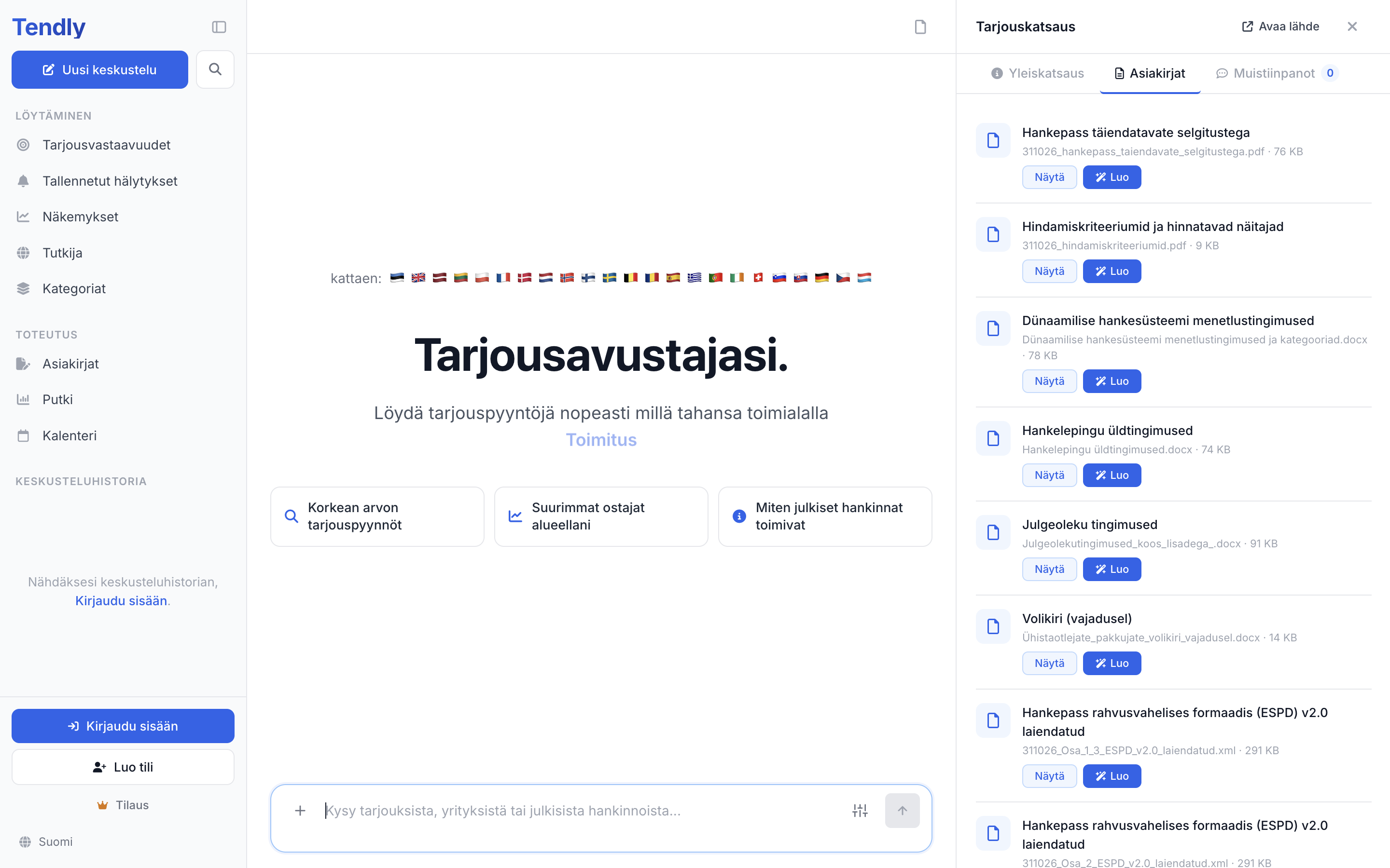 Tarjouspyynnön lukeminen — tender documents