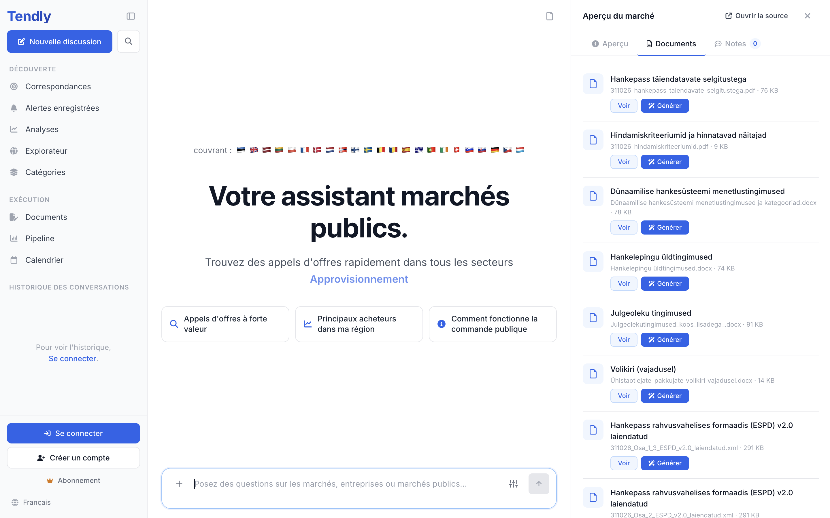 Lire un appel d'offres — tender documents