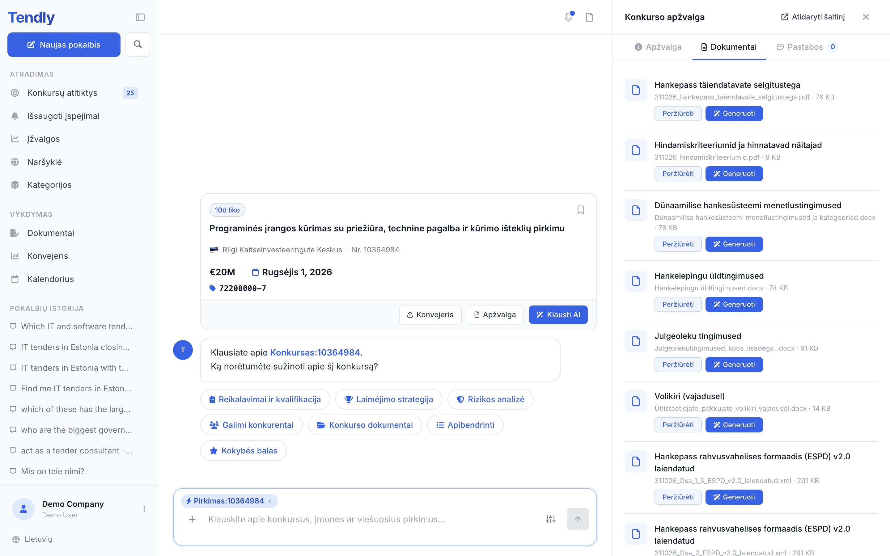 Pirkimo skaitymas — tender documents